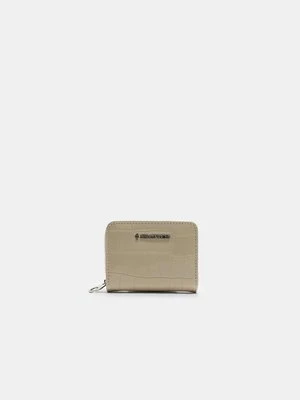 Stradivarius Portfelik na zamek błyskawiczny z efektem kokosa  Ecru