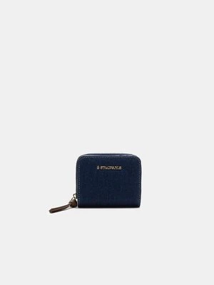 Stradivarius Portmonetka dżinsowa na zamek błyskawiczny  ŚREDNI NIEBIESKI DENIM
