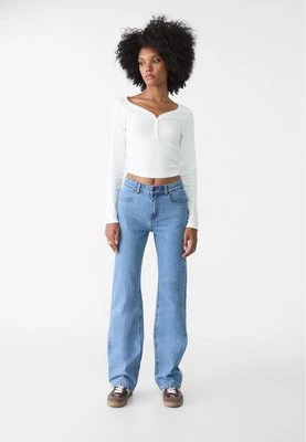 Stradivarius Proste jeansy comfort mid rise  Niebieski denim