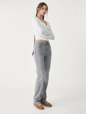 Stradivarius Proste jeansy comfort z wysokim stanem  Czarny sprany