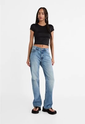 Stradivarius Proste jeansy mid rise  Niebieski denim