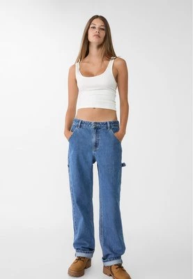 Stradivarius Proste jeansy relax fit  Niebieski denim