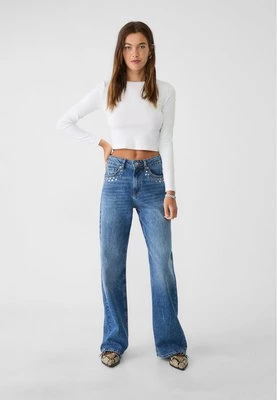 Stradivarius Proste jeansy z ćwiekami  Niebieski denim