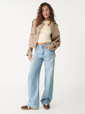 Stradivarius Proste jeansy z cyrkoniami  Średni niebieski