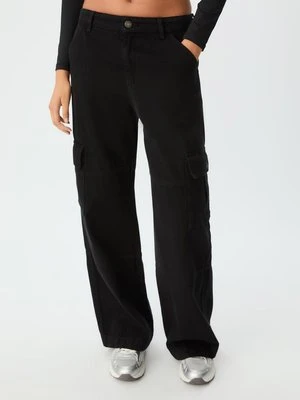 Stradivarius Proste spodnie cargo  Czarny