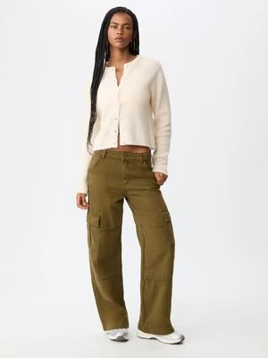 Stradivarius Proste spodnie cargo  Oliwkowy