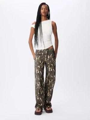Stradivarius Proste wzorzyste spodnie  Khaki