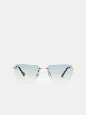 Stradivarius Prostokątne okulary bez oprawek  Niebieski