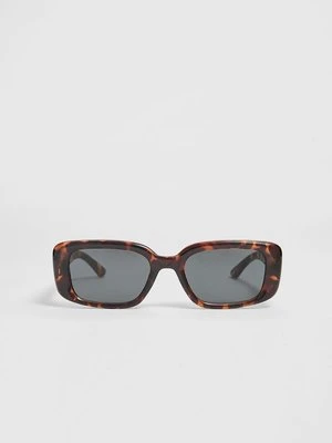 Stradivarius Prostokątne okulary przeciwsłoneczne rogowe  Brązowy