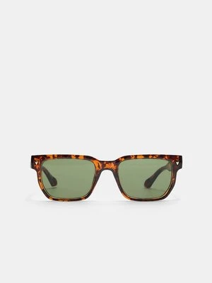 Stradivarius Prostokątne okulary przeciwsłoneczne rogowe  Brązowy