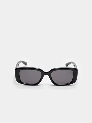 Stradivarius Prostokątne okulary przeciwsłoneczne rogowe  Czarny