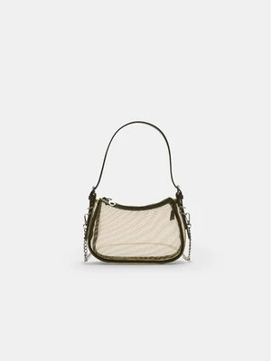Stradivarius Prześwitująca torebka na ramię z siateczki  Khaki