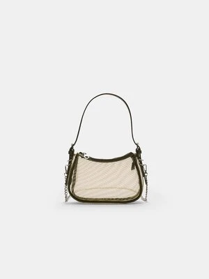 Stradivarius Prześwitująca torebka na ramię z siateczki  Khaki