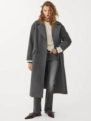 Stradivarius Przyjemny w dotyku płaszcz oversize  Ciemnoszary