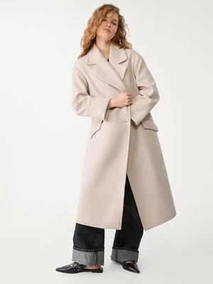 Stradivarius Przyjemny w dotyku płaszcz oversize  Ecru