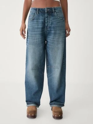 Stradivarius Regulowane jeansy baggy  PERŁOWOSZARY DENIM