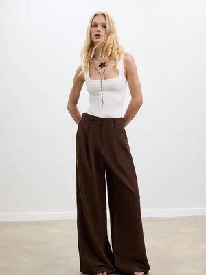 Stradivarius Regulowane spodnie super wide  Brązowy