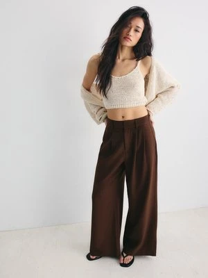 Stradivarius Regulowane spodnie super wide  Brązowy