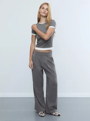 Stradivarius Regulowane spodnie super wide  Ciemnoszary