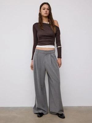 Stradivarius Regulowane spodnie super wide  Ciemnoszary