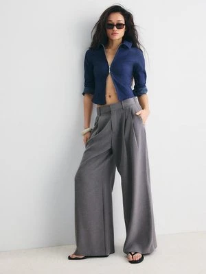 Stradivarius Regulowane spodnie super wide  Ciemnoszary