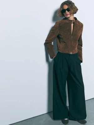 Stradivarius Regulowane spodnie super wide  Czarny