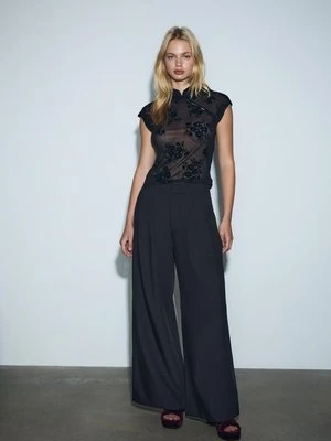 Stradivarius Regulowane spodnie super wide  Czarny