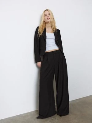 Stradivarius Regulowane spodnie super wide  Czarny