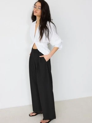 Stradivarius Regulowane spodnie super wide  Czarny