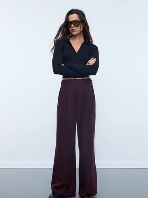 Stradivarius Regulowane spodnie super wide  Wiśniowy