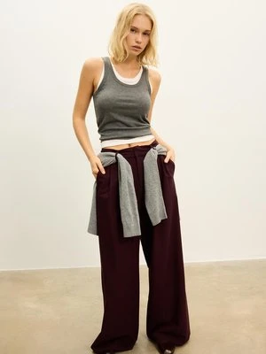 Stradivarius Regulowane spodnie super wide  Wiśniowy