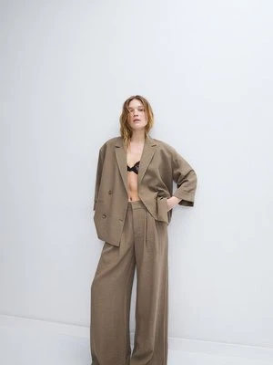 Stradivarius Regulowane spodnie wide leg  Brązowy