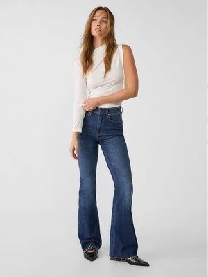 Stradivarius Rozszerzane jeansy z rozcięciami  Denim