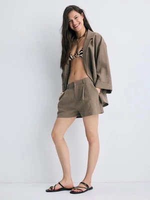 Stradivarius Rustykalne spodenki wizytowe  Brązowy