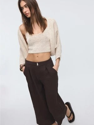 Stradivarius Rustykalne spodnie culotte  Brązowy