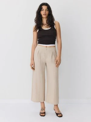 Stradivarius Rustykalne spodnie culotte  Kamień