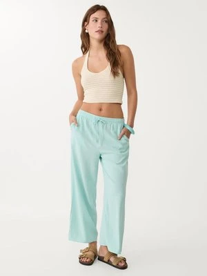 Stradivarius Rustykalne spodnie culotte  Morski