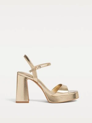 Stradivarius Sandały na platformie i obcasie  ZŁOTY