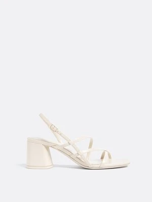 Stradivarius Sandały na szerokim obcasie z paskami  ECRU