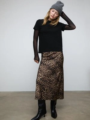 Stradivarius Satynowa spódnica midi  Brązowy