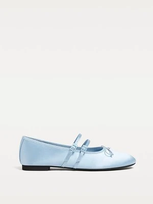 Stradivarius Satynowe baleriny z kokardą  Niebieski