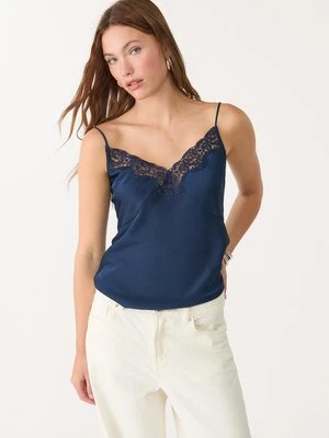 Stradivarius Satynowy top z koronką  Ciemnomorski
