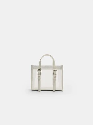 Stradivarius Siateczkowa torba shopper  Biały