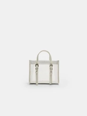 Stradivarius Siateczkowa torba shopper  Biały