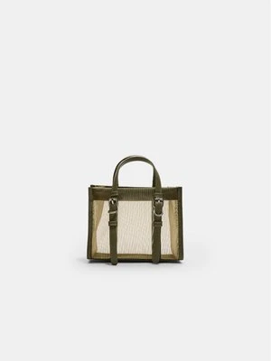 Stradivarius Siateczkowa torba shopper  Khaki
