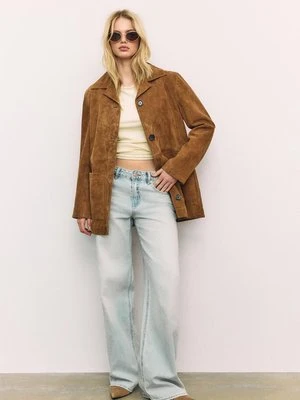 Stradivarius Skórzana kurtka z kieszeniami  Brązowy