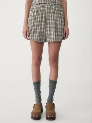 Stradivarius Spodenki balloon w kratkę  Khaki