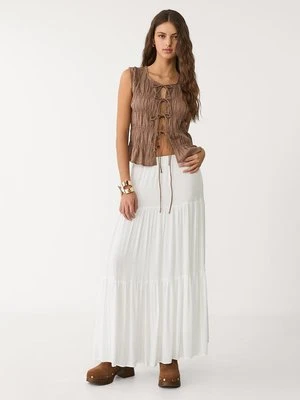Stradivarius Spódnica maxi w stylu boho  Biały