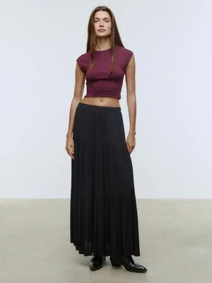 Stradivarius Spódnica midi w stylu boho  Czarny