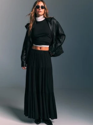 Stradivarius Spódnica midi w stylu boho  Czarny